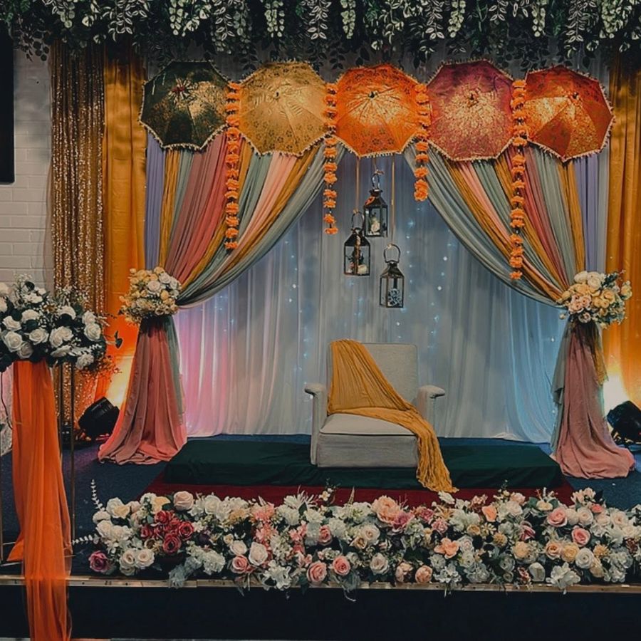 Traditional ceremony decoration with rich colour palette
