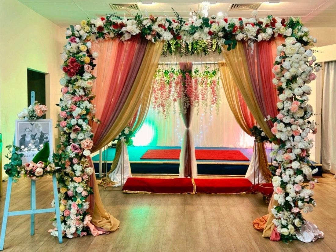 Custom floral backdrop wall design
