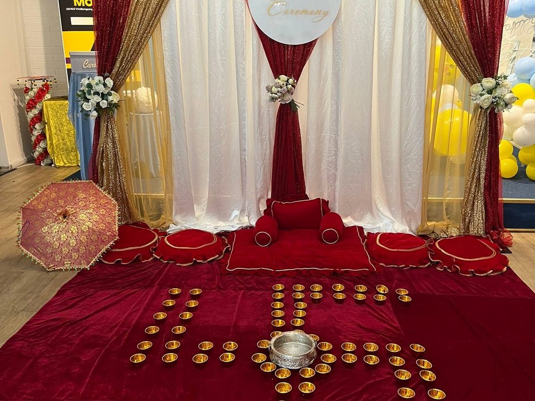Corporate event stage and backdrop styling