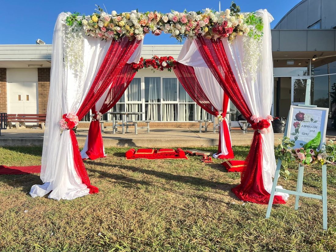 Elegant wedding reception table styled with florals and soft lighting